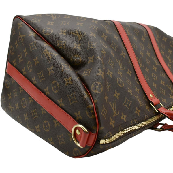LOUIS VUITTON Keepall 55 Bandouliere Monogram Canvas Travel Bag Red