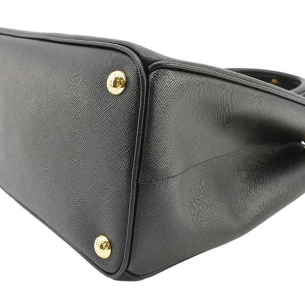 PRADA Galleria Double Zip Saffiano Leather Top Handle Tote Bag Black