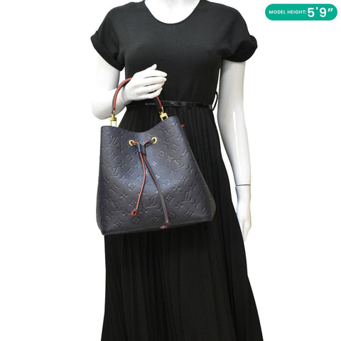 LOUIS VUITTON NeoNoe Monogram Empreinte Leather Shoulder Bag Navy Blue