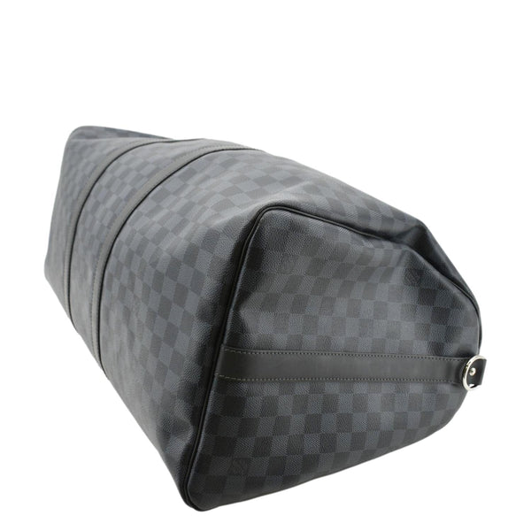LOUIS VUITTON Keepall 55 Bandouliere Damier Cobalt Travel Bag Black