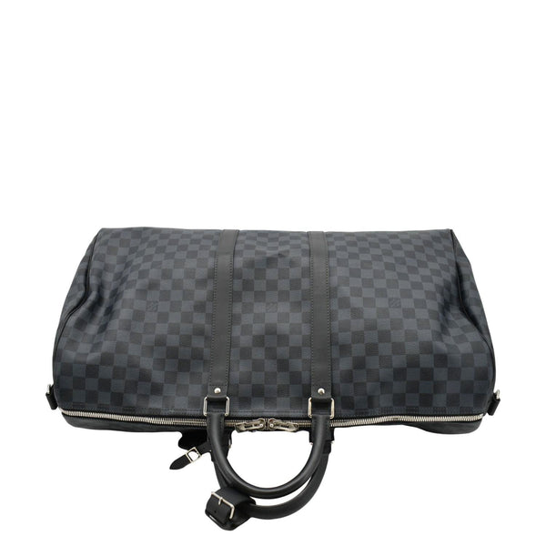 LV Keepall 55 Bandouliere Damier Cobalt Black Travel Bag upper look