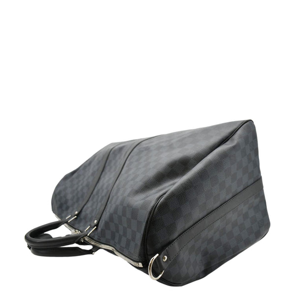 LOUIS VUITTON Keepall 55 Bandouliere Damier Cobalt Travel Bag Black