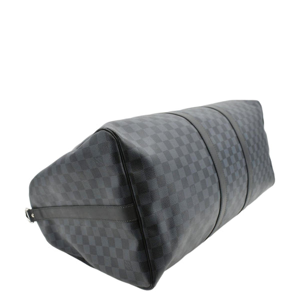 LOUIS VUITTON Keepall 55 Bandouliere Damier Cobalt Travel Bag Black