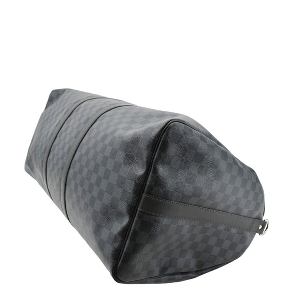 LOUIS VUITTON Keepall 55 Bandouliere Damier Cobalt Travel Bag Black
