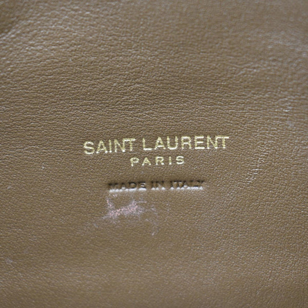 YVES SAINT LAURENT Small Loulou Puffer Shearling Pouch Beige