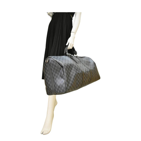 LV Keepall 55 Bandouliere Damier Cobalt Black Travel Bag dummy look