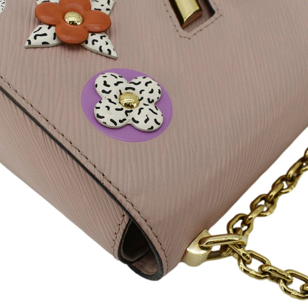 LOUIS VUITTON Twist MM Bloom Flower Epi Leather Chain Shoulder Bag Pink