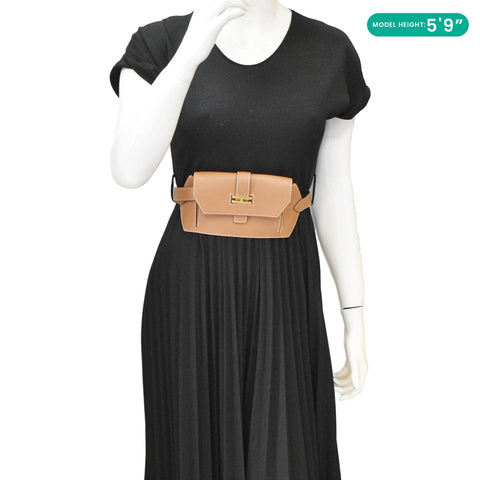 HERMES Elan Leather Pocket Belt Bag Brown