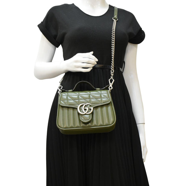 GUCCI GG Marmont Mini Top Handle Crossbody Bag Olive 583571