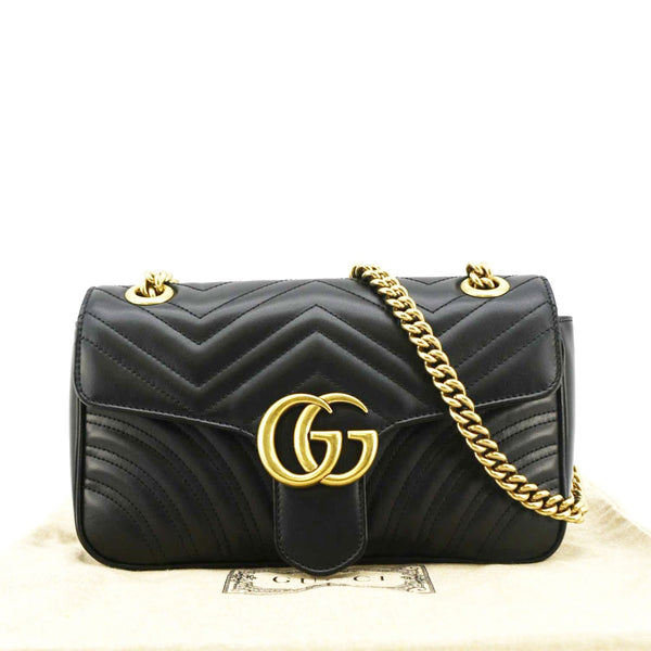 GUCCI GG Marmont Small Matelasse Leather Crossbody Bag Black 443497