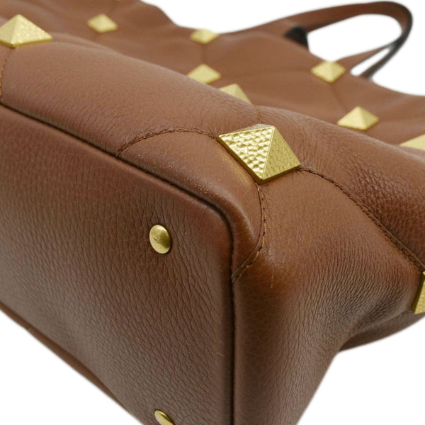 VALENTINO Large Roman Stud Tote Bag Saddle Brown