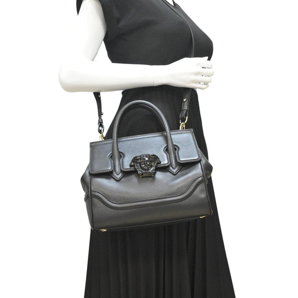 VERSACE Palazzo Empire Leather Crossbody Bag Black