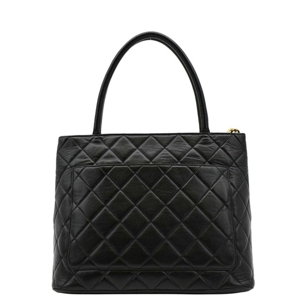CHANEL Medallion Tote Bag Black back side