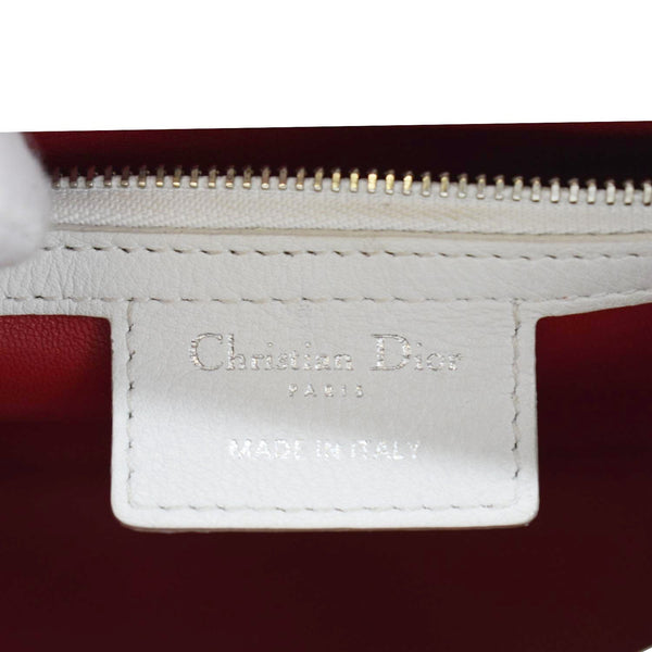 CHRISTIAN DIOR Lady Dior Patch Embellished Leather Tote Bag White