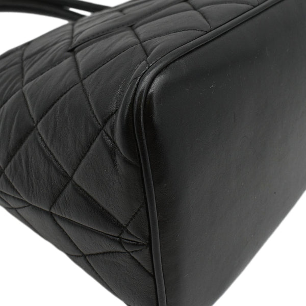 CHANEL Medallion Quilted Caviar Leather Tote Bag Black