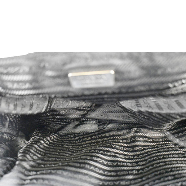 PRADA Re-Nylon Saffiano Leather Viaggio Duffle Bag Black