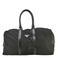 PRADA Re-Nylon Saffiano Leather Viaggio Duffle Bag Black