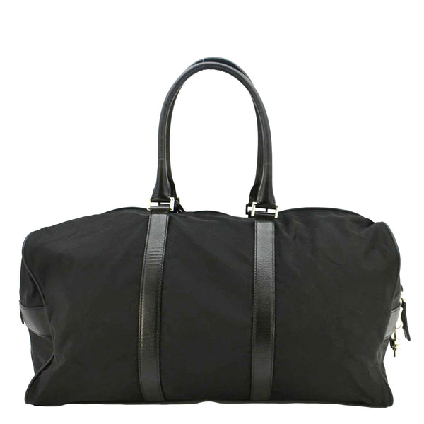PRADA Re-Nylon Saffiano Leather Viaggio Duffle Bag Black