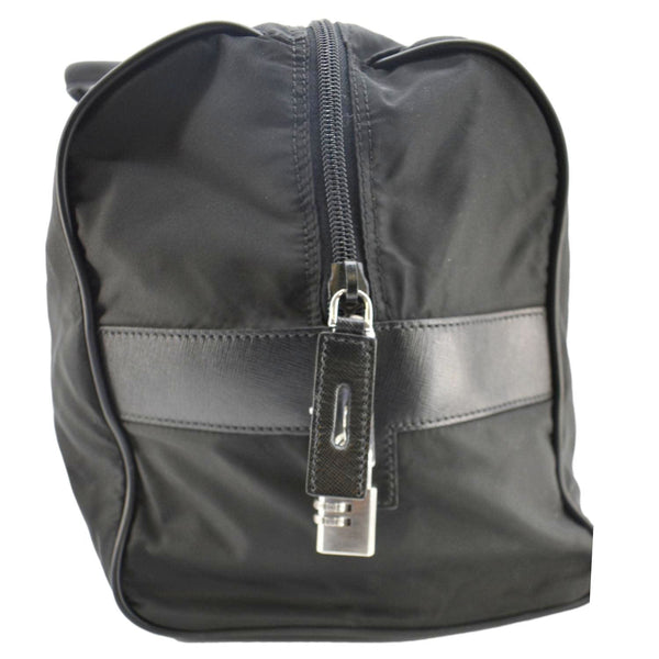 PRADA Re-Nylon Saffiano Leather Viaggio Duffle Bag Black