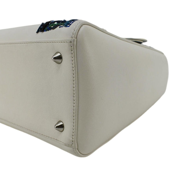 CHRISTIAN DIOR Lady Dior Patch Embellished Leather Tote Bag White