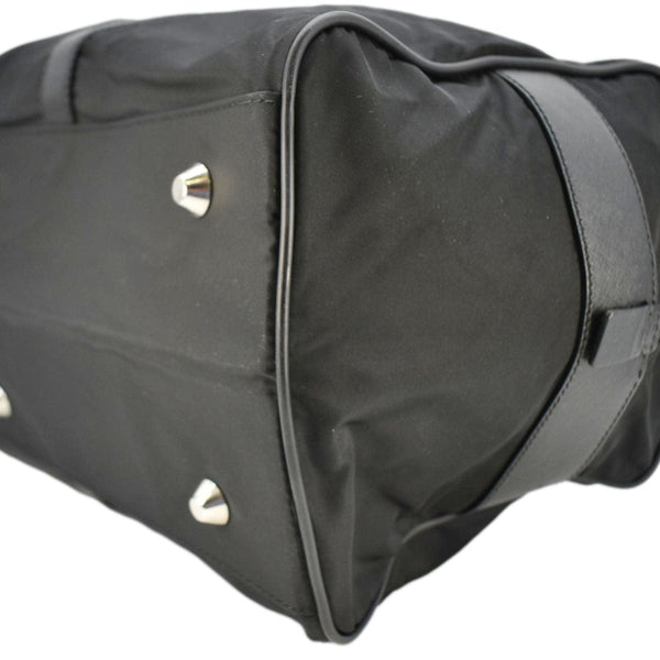 PRADA Re-Nylon Saffiano Leather Viaggio Duffle Bag Black