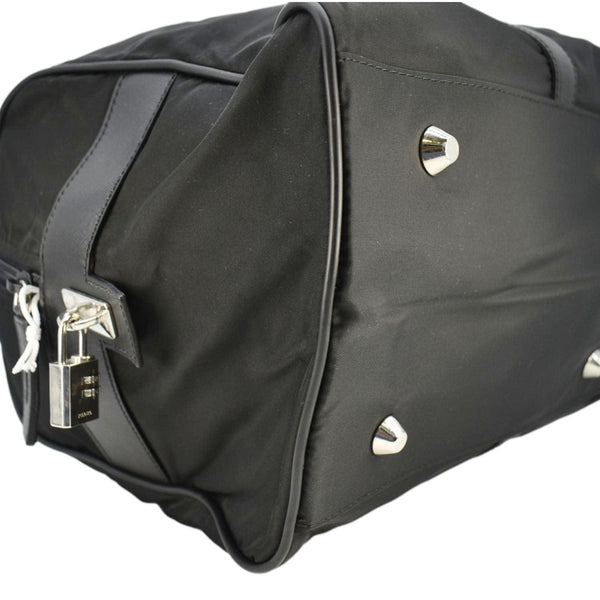 PRADA Re-Nylon Saffiano Leather Viaggio Duffle Bag Black