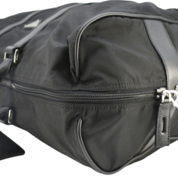PRADA Re-Nylon Saffiano Leather Viaggio Duffle Bag Black