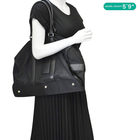 PRADA Re-Nylon Saffiano Leather Viaggio Duffle Bag Black