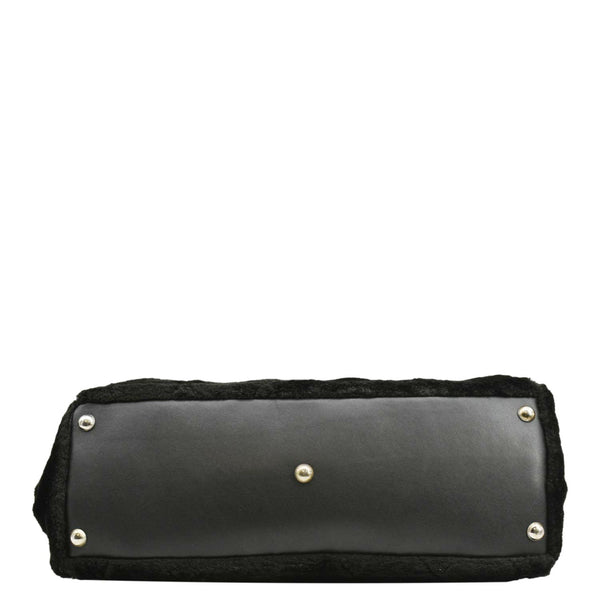 CHANEL Large Camellia Fantasy Faux Fur Tote Bag Black