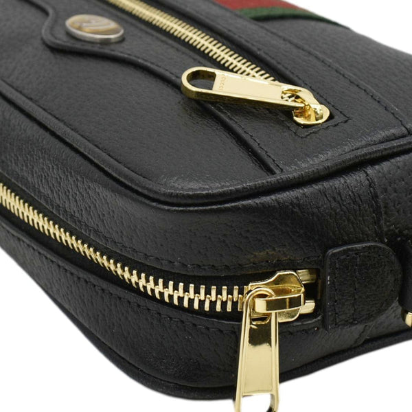 GUCCI Ophidia Web Mini Leather Crossbody Bag Black 719885