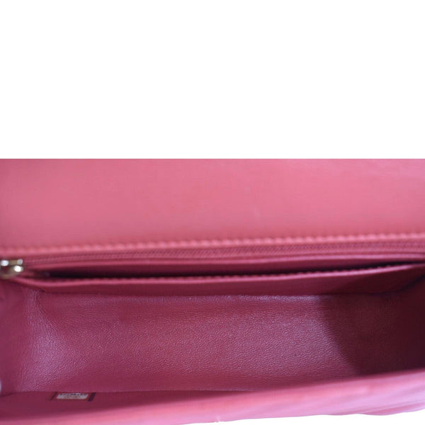 CHANEL Timeless Classic Square Flap Chevron Calfskin Leather Crossbody Bag Pink