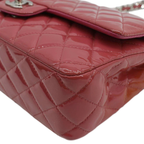 CHANEL Classic Double Flap Patent Leather Shoulder Bag Rose Pink