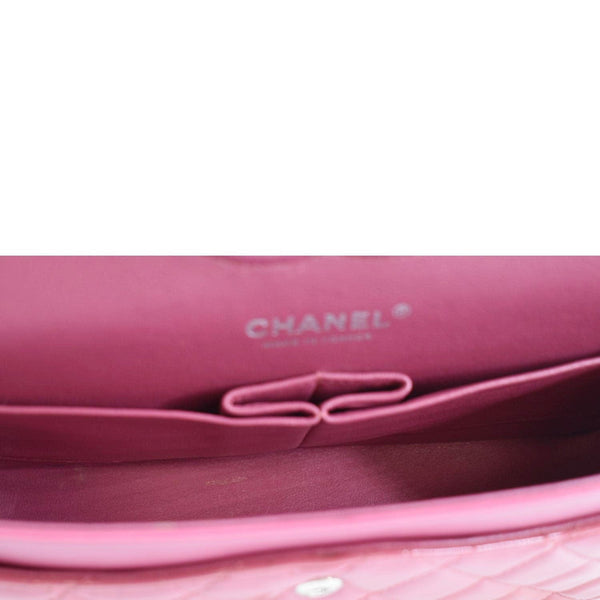 CHANEL Classic Double Flap Patent Leather Shoulder Bag Rose Pink
