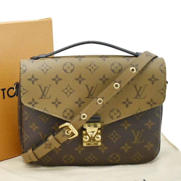 LOUIS VUITTON Metis Pochette Reverse Monogram Canvas Crossbody Bag Brown