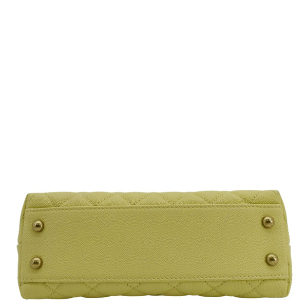 CHANEL CC Coco Flap Caviar Leather Top Handle Shoulder Bag Yellow 24229597