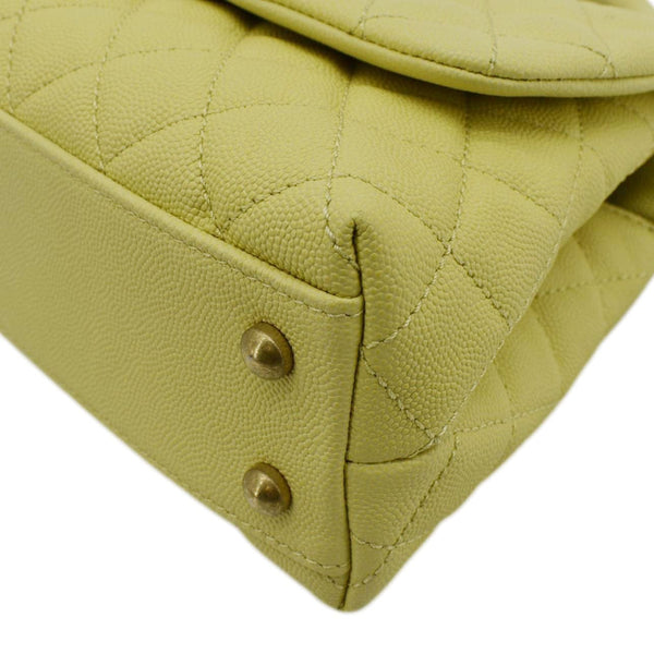 CHANEL CC Coco Flap Caviar Leather Top Handle Shoulder Bag Yellow 24229597