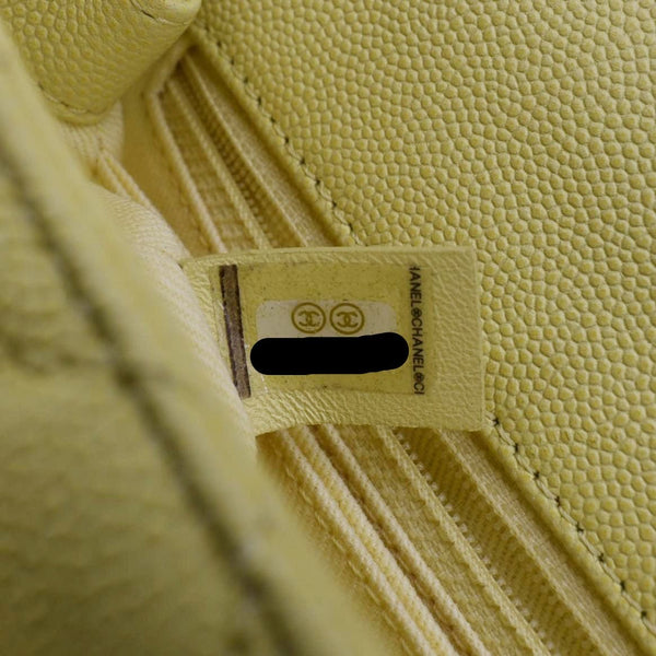 CHANEL CC Coco Flap Caviar Leather Top Handle Shoulder Bag Yellow 24229597