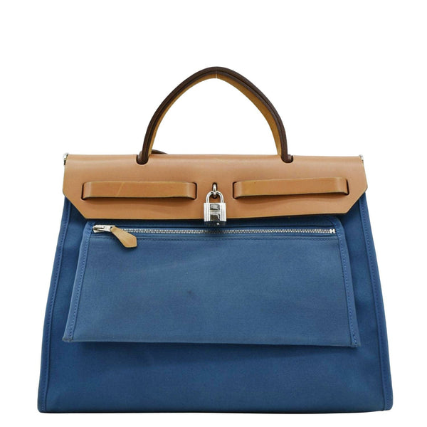 HERMES Herbag Zip Retourne Shoulder Bag Blue front side