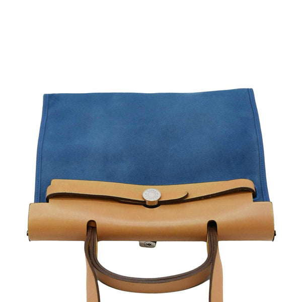 HERMES Herbag Zip Retourne Shoulder Bag Blue uppe rlook