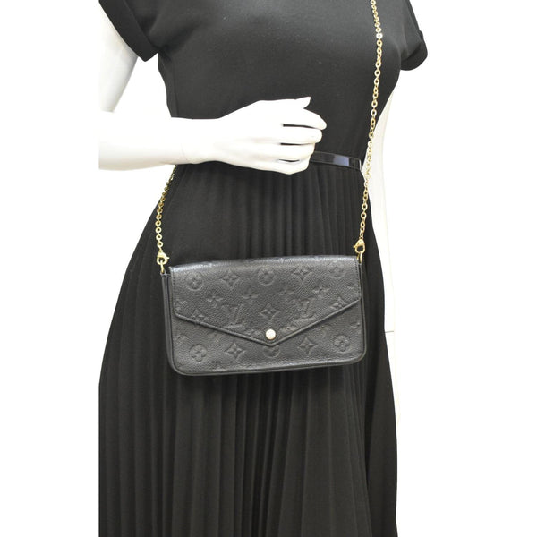 LOUIS VUITTON Felicie Monogram Empreinte Pochette Crossbody Bag Black