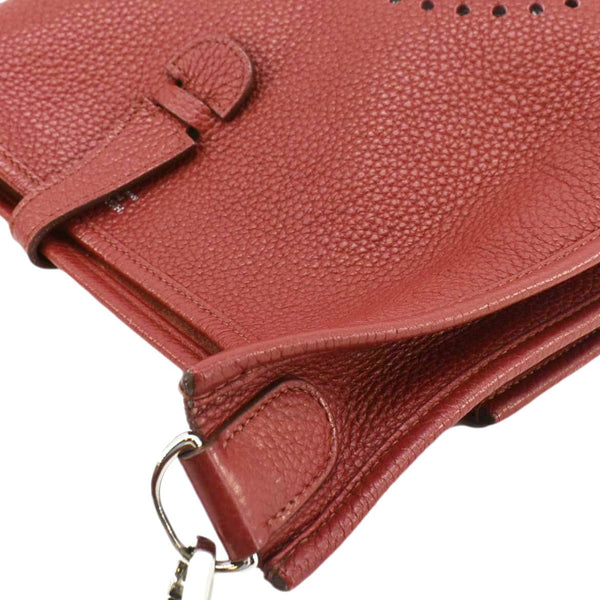 HERMES Evelyne Clemence III PM Leather Crossbody Bag Red