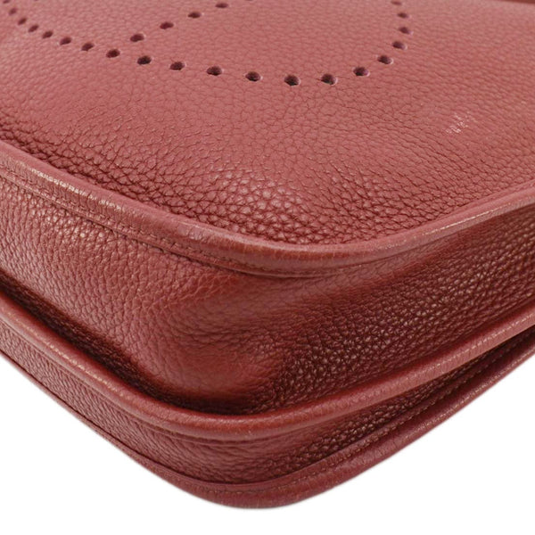 HERMES Evelyne Clemence III PM Leather Crossbody Bag Red