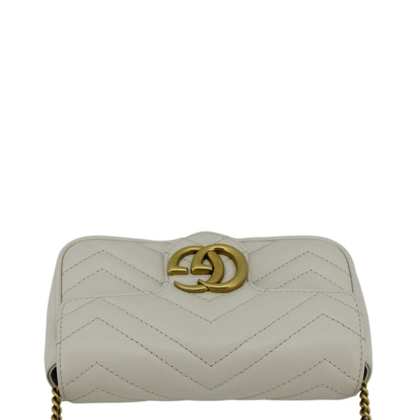 GUCCI GG Marmont Super Mini Matelasse Leather Crossbody Bag White 476433
