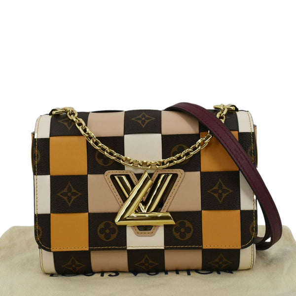 Louis Vuitton Twist MM Monogram Check Leather Shoulder Bag Orange