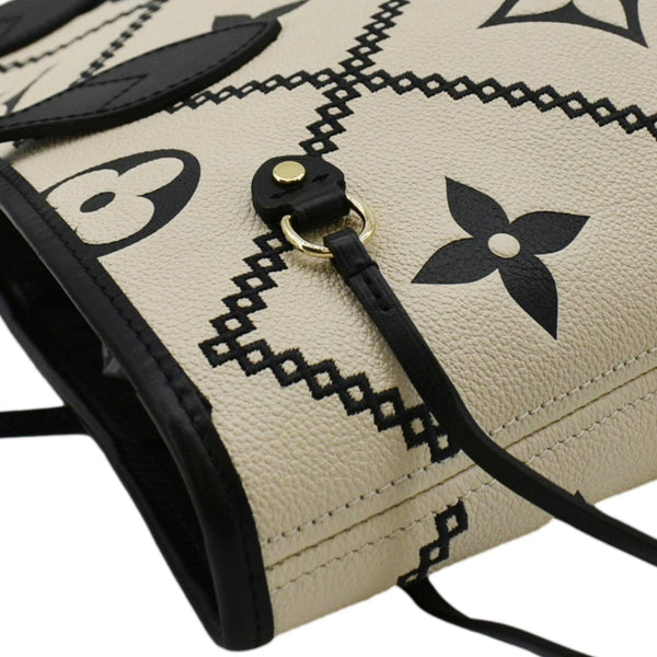 LOUIS VUITTON Broderies Neverfull MM Giant Empreinte Monogram Tote Bag Cream