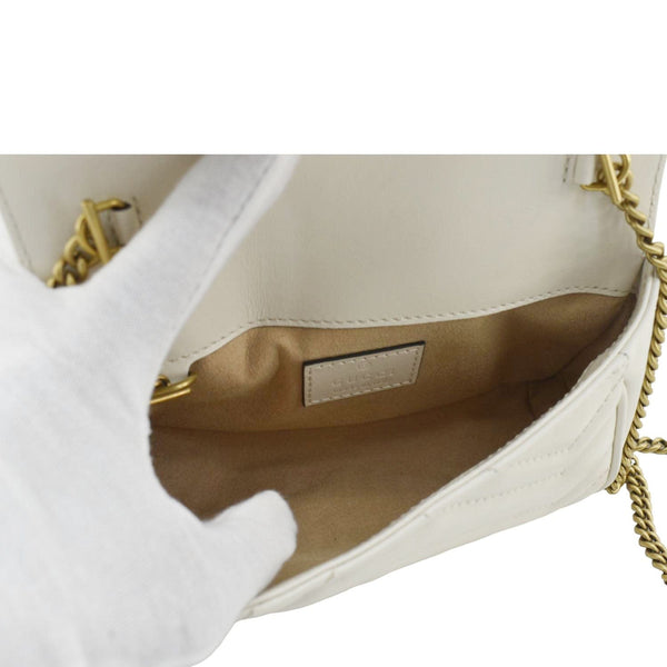 GUCCI GG Marmont Super Mini Matelasse Leather Crossbody Bag White 476433