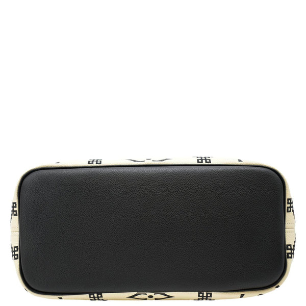 LOUIS VUITTON Broderies Neverfull MM Giant Empreinte Monogram Tote Bag Cream