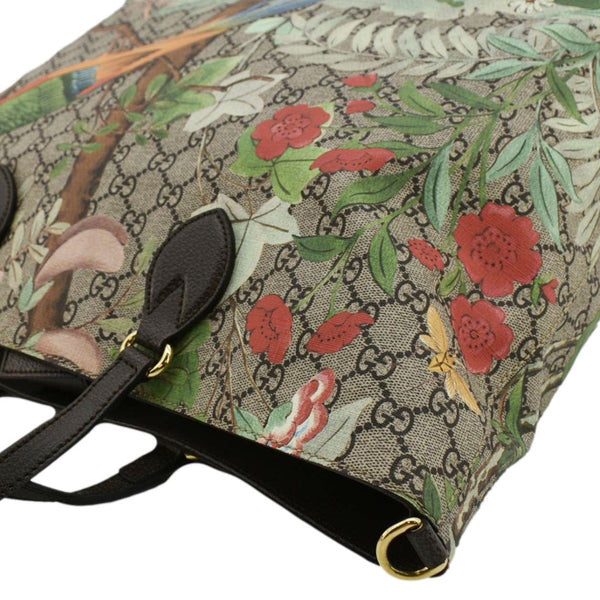 GUCCI Tian Print GG Supreme Canvas Tote Shoulder Bag Beige 453705