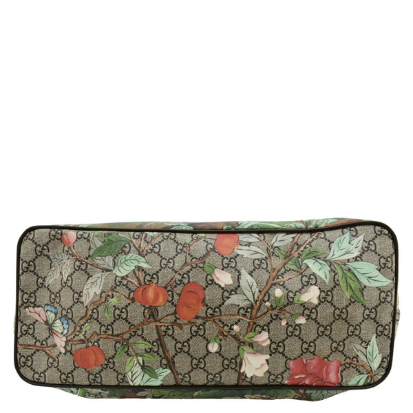 GUCCI Tian Print GG Supreme Canvas Tote Shoulder Bag Beige 453705