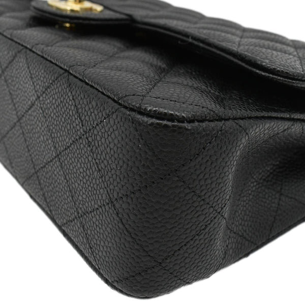 CHANEL Classic Medium Flap Quilted Caviar Leather Shoulder Bag Black